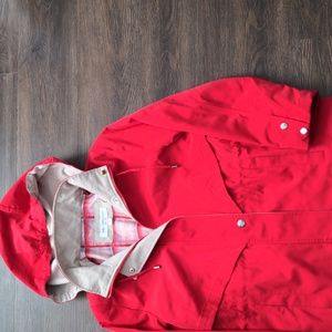 Liz Clairborne Womans Size Petite PM Red Coat w/ Detachable Hood
